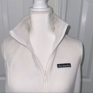 Columbia Fleece Zippered Vest with Zipper Pockets White Size Medium NWOT